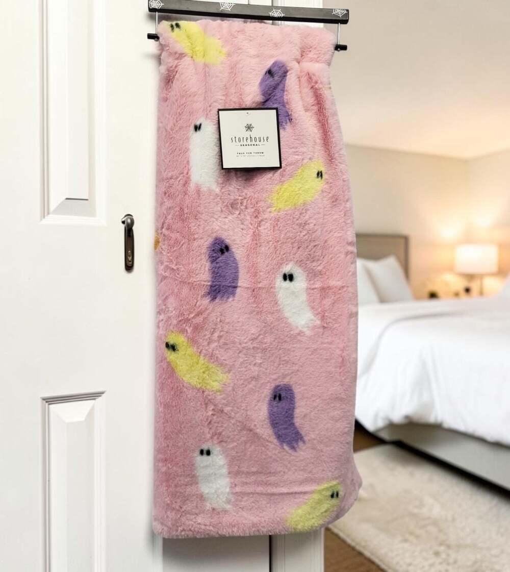 Storehouse Seasonal Pink Faux Fur Ghost Throw Blanket 50" x 70"